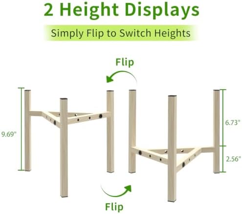 Airpark Adjustable Metal Plant Stand, Stable Plant Pot Flower Holder Indoor Outdoor Corner, Fit 8 9 10 11 12 inch Pots, Wood-Grain (Pot & Plant Not Included) - Image 4