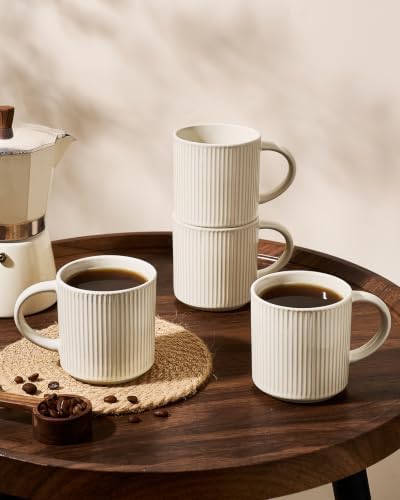famiware Coffee Mug Set of 4, Star 12 oz Ceramic Mugs Cups Set with Handle - Image 3