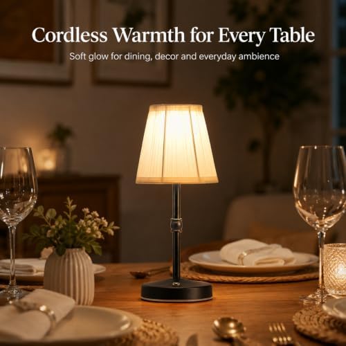 3000mah Battery Powered Lamp for Home,Small Cordless Lamps Rechargeable,3 Color Temperature 5W LED Touch Lamp Battery Operated Table Lights,Wireless Lamps for Tables,Kitchen,Living Room (Black,H11”) - Image 6