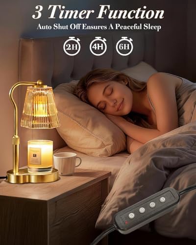 Candle Warmer Lamp with Timer & Dimmable Settings, Adjustable Height Flameless Scented Wax Melter for Jar Candles, Elegant Home Decor Night Light, Gift for Women Mom Friend Family, Champagne Gold - Image 5