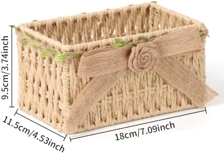 Moosky Mini Wicker Shelf Storage Baskets, Beige, 7.1" x 4.7" x 3.9" - Image 6
