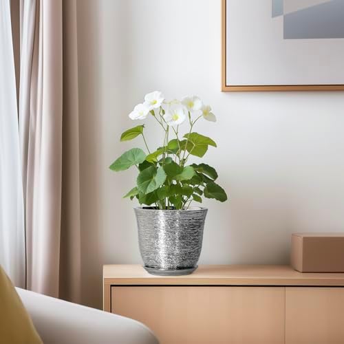 5.6 Inch Plant Pot, Ceramic Pots for Plants Indoor, Silver - Image 6