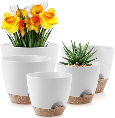 YNNICO Self Watering Plant Pots 10/9/8/7.5/7 inch for Indoor Plants by AFamilyofGardenLovers
