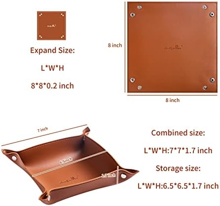 PU Leather Jewelry Valet Tray for Women and Man (Brown-B) - Image 2