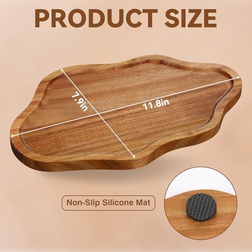 Small Decorative Tray Wood Decorative Serving Tray for Candles Perfume, Cloud Wooden Jewelry Tray Trinket Dish, Wooden Trays for Coffee Table Home Decor - Image 3