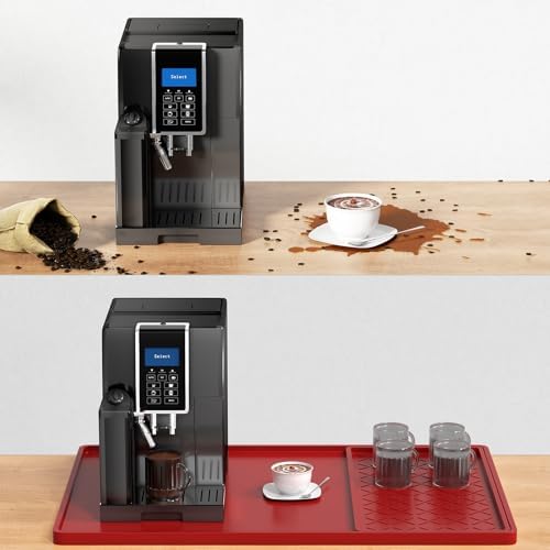 Rnivvi Silicone Coffee Mat, 16" x 24" Waterproof Raised Edge Coffee Bar Mats for Espresso Machine Station Accessories, Heat Resistant Detachable Dish Drying Pad for Kitchen Counter, Dish Rack, Red - Image 7