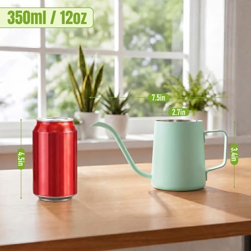 Doseno Green Small Watering Can for Seedlings & Indoor Plants, 12 oz - Image 2
