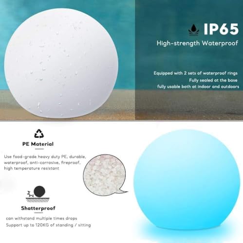 Glowing LED Ball Light with Remote, 8 inch Rechargeable Globe Orb Lamp - Image 2