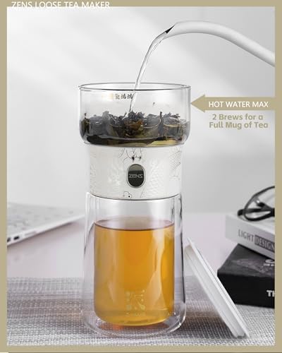 ZENS Glass Tea Infuser Pot, Modern One Touch Tea Maker for Tea Steeping - Image 3