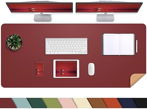 AFIING Leahter Desk Pad 47" x 17", Red,Desk Cover mat by AFIING