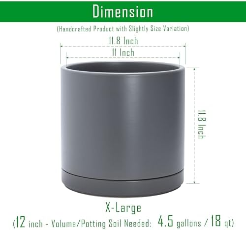 D'vine Dev 12 Inch Ceramic Planter Pot, Grey, 94-O-F-3 - Image 3