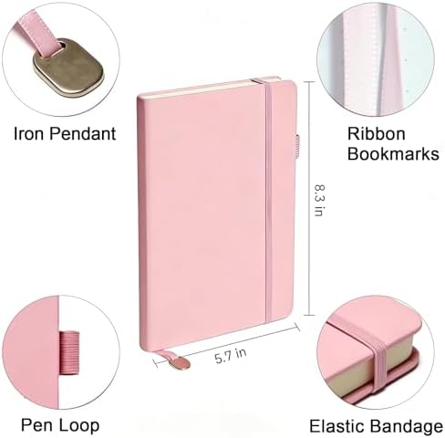 A5 Dotted Journal Starter Kit with Stencils and Stickers, Hardcover Dot Grid Notebook with 120 GSM Paper, Index Tabs and Date Stickers for Journaling, Study and Work,Pink - Image 4