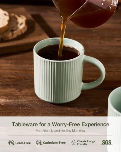 famiware Coffee Mug Set of 8, Star 12 oz Ceramic Mugs Cups Set with Handle - Image 6
