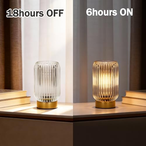 MJ PREMIER Battery Operated Lamp, Small Cordless Lamp with Timer, Clear - Image 4