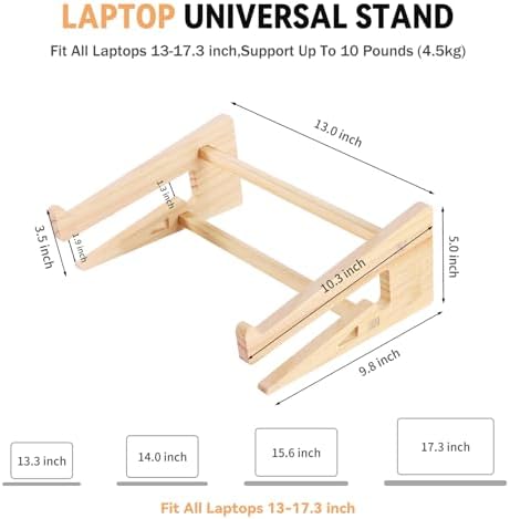 Wooden Laptop Stand for Desk, 2-in-1 Riser and Vertical Laptop Stand - Image 5