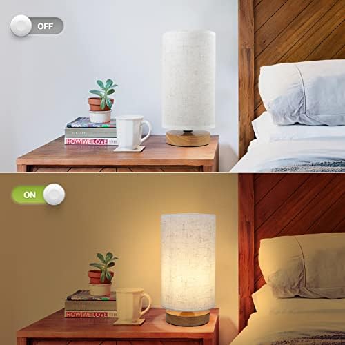Table Lamps for Bedrooms Set of 2, Minimalist Bedside Lamps Set with Round Fabric Linen Shade,Reading Small Desk Lamp Set of 2 for Kids Room, Night Nightstand Lamp Set for Living Room, Office - Image 4