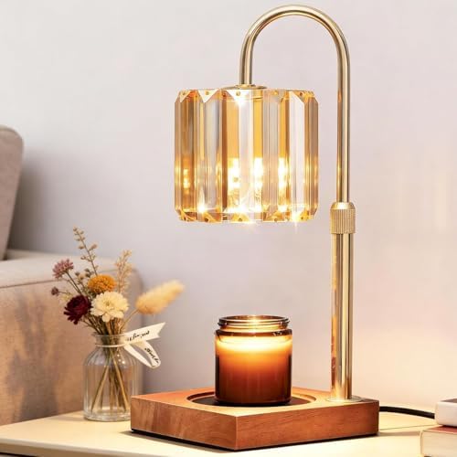 Yuichoy Candle Warmer Lamp with Timer, Dimmable Electric Candles Wamer Adjustable Height, Gifts for Women Mom, Glass Modern Candle Melter Lamp, Amber by Yuichoy