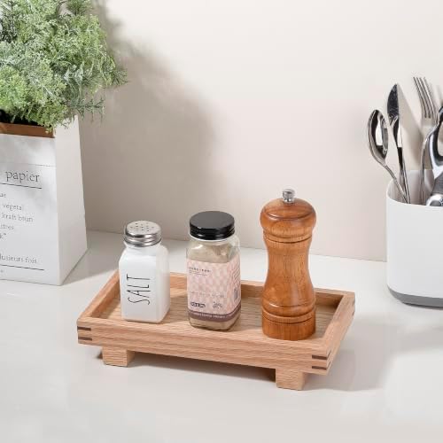 Bathroom Counter Tray Wooden Riser Display Kitchen Soap Holder, Brown - Image 4