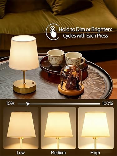 Gold Portable Cordless Table Lamp, Rechargeable Bedside Lamp, Mini - Image 2