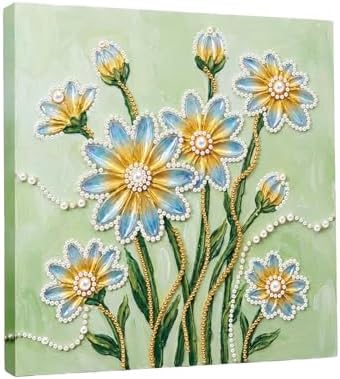 LQCrafK DIY Pearl Art Painting Handcraft Kit for Adults Beginners with Tools and Framed Painting, Creative Design,Self-Adhesive, Healing Stress-Relieving Home Wall Decoration-Flowers by LQCrafK