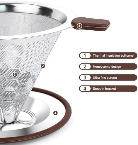 Pour Over Coffee Maker, Reusable Stainless Steel Filter - Image 4