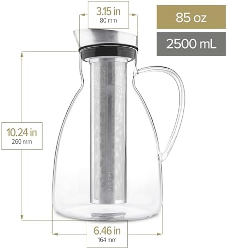 Teabloom Extra-Large Multi-Brew Borosilicate Glass Teapot + Kettle + Pitcher (85 OZ / 2.5 L / 10 CUPS) – Brew and Serve Hot Tea, Iced Tea, Cold Brew Tea and Fruit Infused Water – Solstice Tea Maker - Image 5