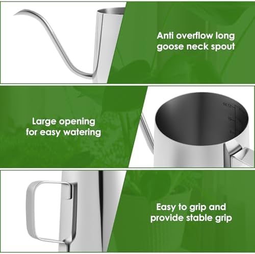 Small Stainless Steel Watering Can for Indoor Plants, 12oz/350ml Mini Plant Watering Pot with Long Spout & Ergonomic Handle for Houseplants, Succulents & Bonsai - Image 5