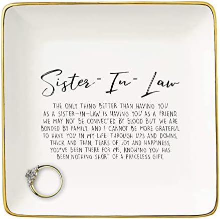 Sister-in-Law Jewelry Dish, Sentimental Trinket Ring Tray Gift for Women by NZY
