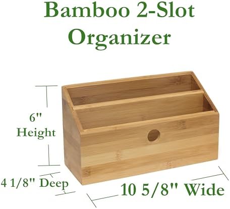 Lipper International 808 Bamboo Wood 2-Slot Office Supply Desk Organizer, 10 3/4" x 4 1/8" x 6" - Image 2
