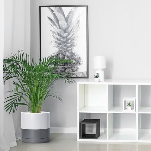 D'vine Dev 10 Inch Ceramic Planter Pot, White/Grey, 94-O-E-6 - Image 5