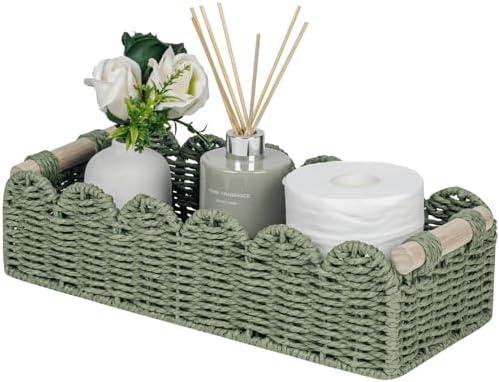 CubesLand Scalloped Toilet Paper Storage Basket W/Handle for Home Decor by CubesLand