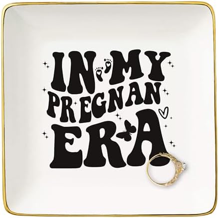 In My Pregnant Era-Funny Pregnancy Announcement Gifts,Expecting Mom Gift,New Mom Gifts,First Time Mom Gift,Mother's Day Gifts,Mama to Be,Christmas Gift,Ceramic Jewelry Tray Trinket Holder Ring Dish by NZY