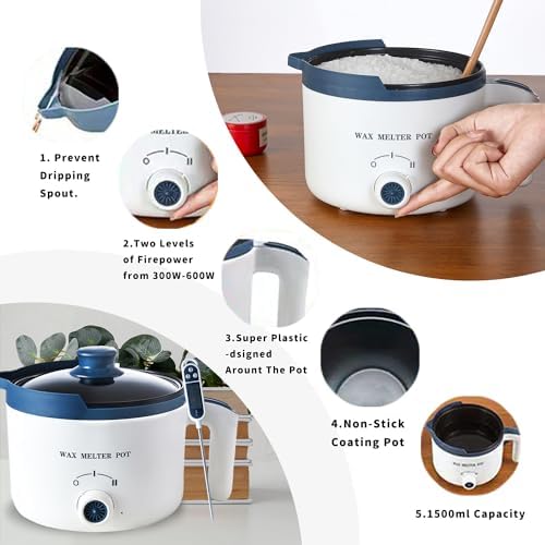 Ksedcon Electric Wax Melting Pot for Candle Making with Thermometer, Wicks - Image 3