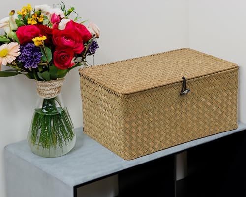 Seagrass Wicker Storage Basket with Lid, X-Large, Natural - Image 6