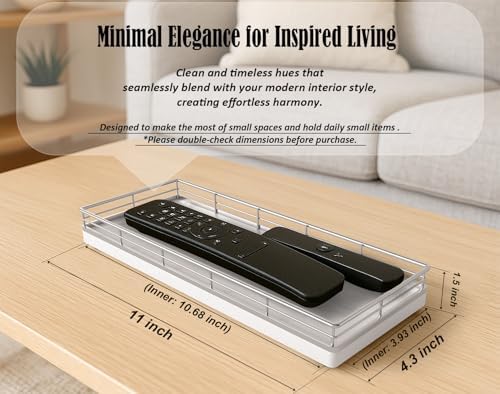 Bathroom Tray for Counter, Oak Wooden 11.2" L Vanity Tray for Jewelry Candle Makeup Perfume, Holder for Coffee Table Decor Bar Silver - Image 2