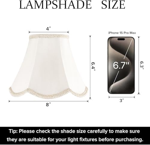 GO&SO Small Scalloped Lamp Shades Set of 2,4"×8"×6.4" Bell Shade Art Decor - Image 3