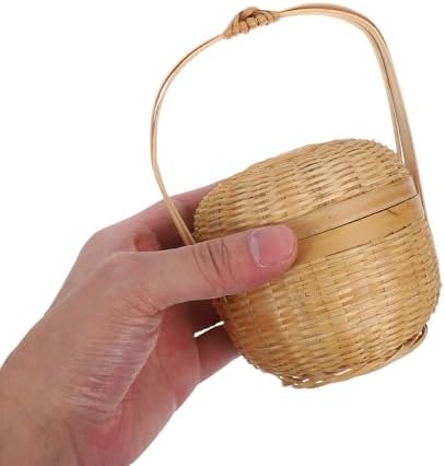 LABRIMP Handmade Small Woven Basket with Handle, Mini Handwoven Storage Organizer 15cm×8cm for Home Decor and Favors - Image 4