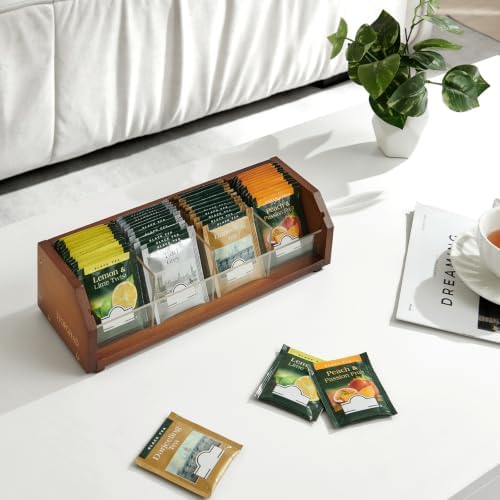 TIOPGHAD Small Bamboo Tea Bag Organizer, Tea Box Storage Holder, Brown - Image 2
