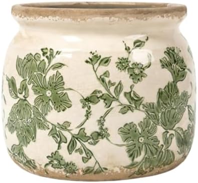 Small Ceramic Planter with Drainage – 4 Inch Vintage Flower Pot (Classic Green) by PotSonntag