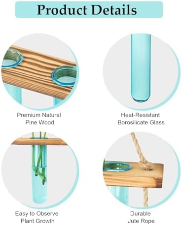 XXXFLOWER Wall Hanging Propagation Station with Wooden Stand Blue - Image 4