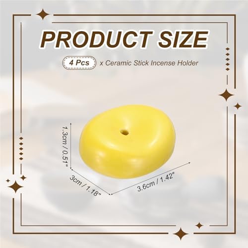 uxcell 4Pcs Ceramic Incense Holder Stick Incense Burner Holder Yellow - Image 2