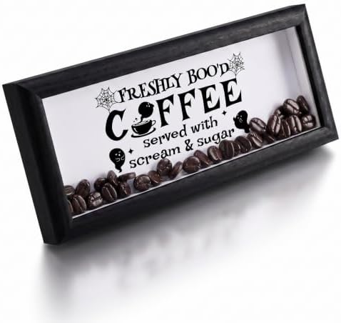 Novabright Halloween Wooden Coffee Bar Sign with Artificial Beans Decor by Unknown