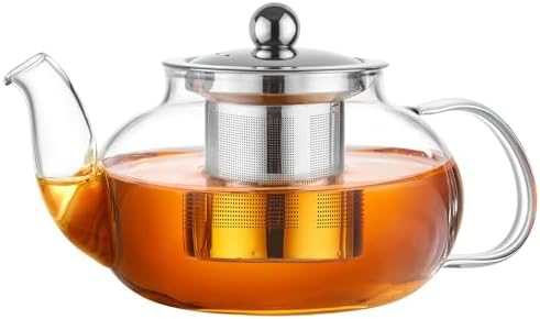 PARACITY Tea Pot for Stove, 20 oz Stovetop Clear Glass Teapot with Infuser by PARACITY