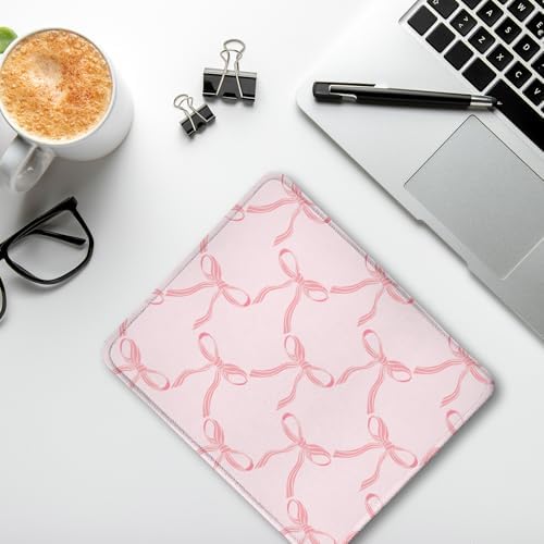 Cute Coquette Pink Bow Aesthetic Mouse Pad, Preppy Girly Pink Striped Bow Mouse Pads for Wireless Mouse Computers Laptop Desk Accessories, Coquette Girly Office Supplies, 9.5x7.9 Inch - Image 4