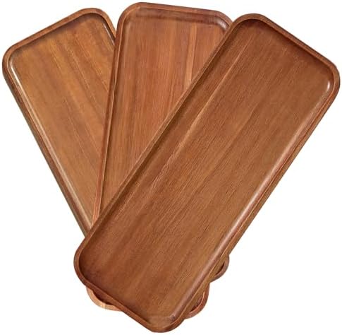 Solid Acacia Wood Serving Tray - 14" x 5.5" Wooden Mini Charcuterie Boards, Small Cheese Board, Rectangle Wooden Tray for Kitchen Counter, Bathroom, Home Decor, Party (3, 14"X5.5") by MakeYourHomeCozier%EF%BC%81
