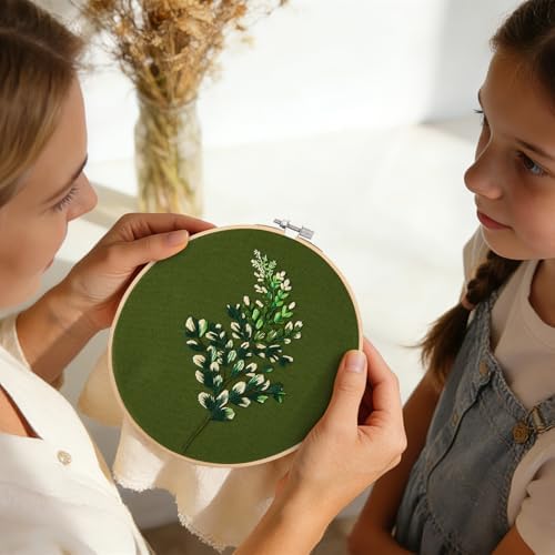 Crafmanoe Hand DIY Embroidery Kits for Beginners Adults, Plant Crewel Embroidery Starter Kits, Stamped Cross Stitch Kits for Beginners Adults Craft Kits for Women, Embroidery Hoops, Fabric and Thread - Image 4
