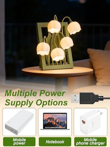 Flower Lamp for Home,5 Lily of The Valley Vintage Table Lamps - Image 4