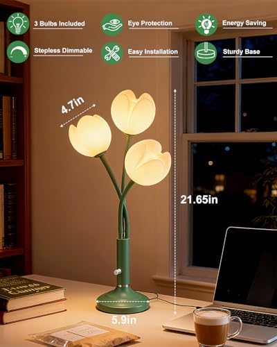 Lightdot 3-Light Tulip Table Lamp Set of 2 with LED Bulbs Included - Image 6
