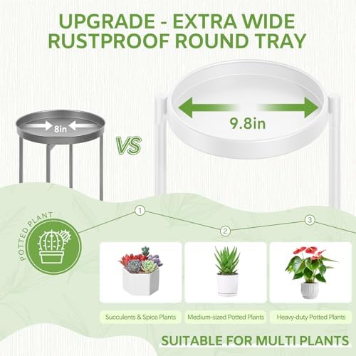 iDavosic.ly 5 Tier Large Plant Stand Indoor Outdoor, 10 In Wide Tray, White - Image 3