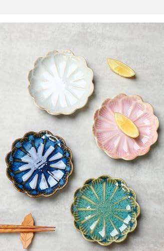 JAMEND CLXP Lotus Ring Holder Dish Small Indoor Ash Tray, Ceramic Dessert Plate Trinket Jewelry Holder Organizing Necklace Earrings for Parents Friends Sister, Blue. All Jewelries Are NOT Included. - Image 4
